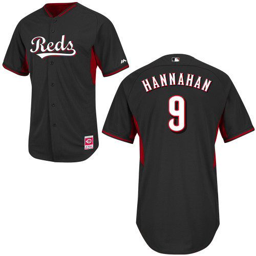 Jack Hannahan #9 mlb Jersey-Cincinnati Reds Women's Authentic 2014 Cool Base BP Black Baseball Jersey